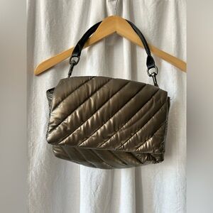 THINK ROYLN Metallic Bronze Quilted Shoulder Bag